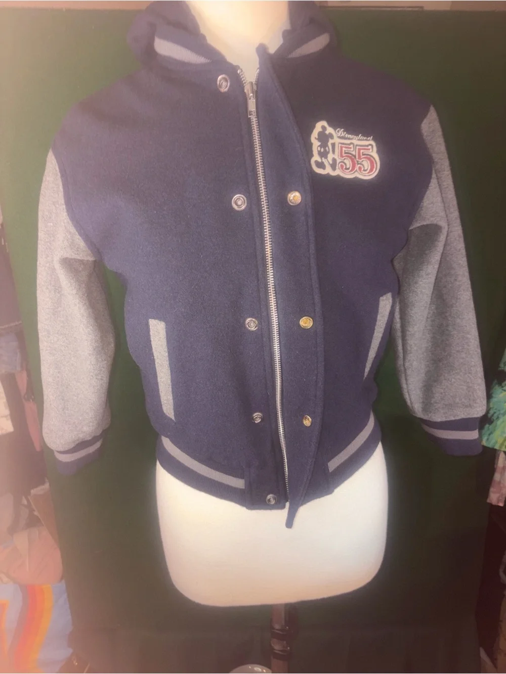 Disney Navy and Gray Kids Varsity Hoodie Jacket with 55 Patch